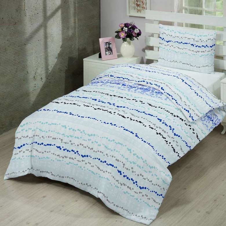 Brillant Single Cotton Duvet Cover Set White Blue