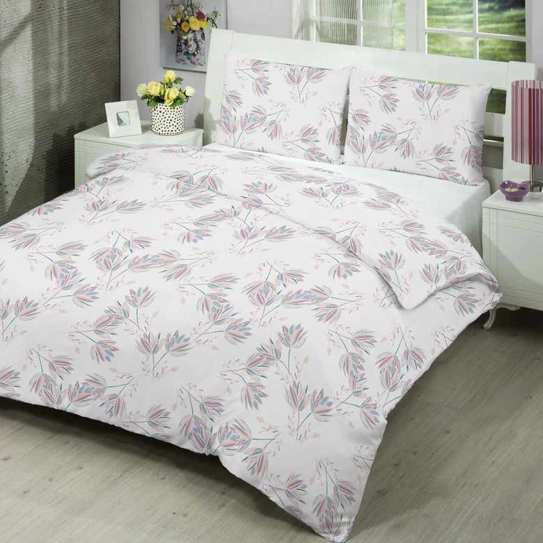 Double Cotton Duvet Cover Set Pink White