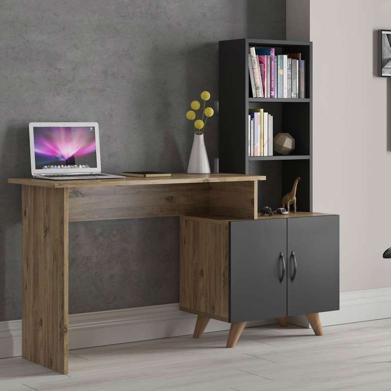 Tiamob Covered Desk with Bookshelf