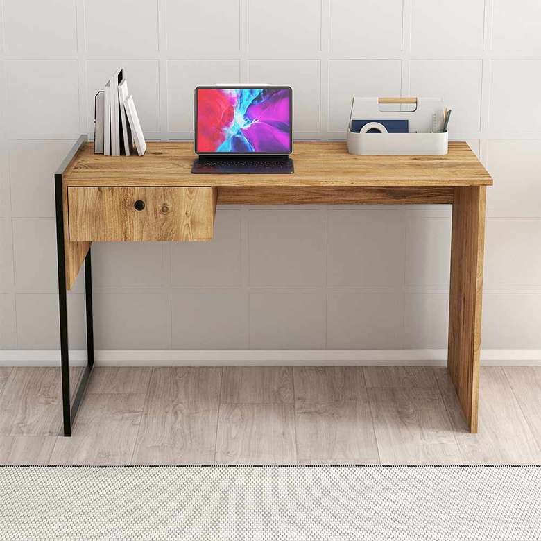 Tiamob Rumi Metal Legs and Drawer Desk