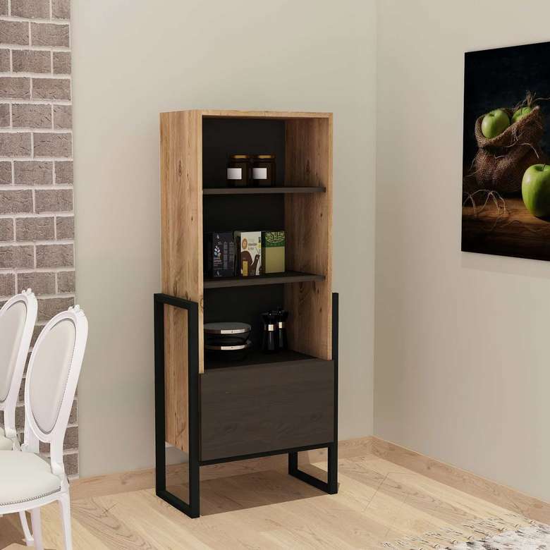 Tiamob 3 Shelves Metal Leg Cabinet