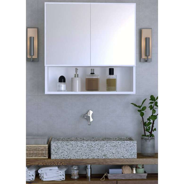 Tiamob Hayat Mirrored Bathroom Cabinet - White