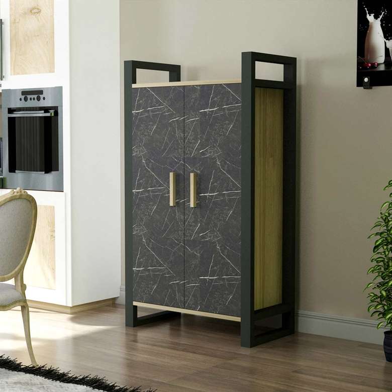 Tiamob Miya Multi-Purpose Wardrobe With Metal - Black Marble