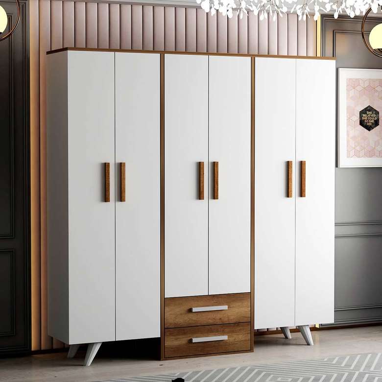 Tiamob Ledesma Wardrobe with 6 Doors and 2 Drawers