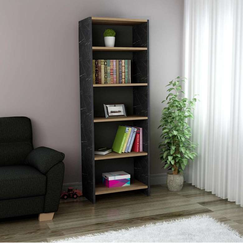 Tiamob 5 Shelf Bookcase - Walnut