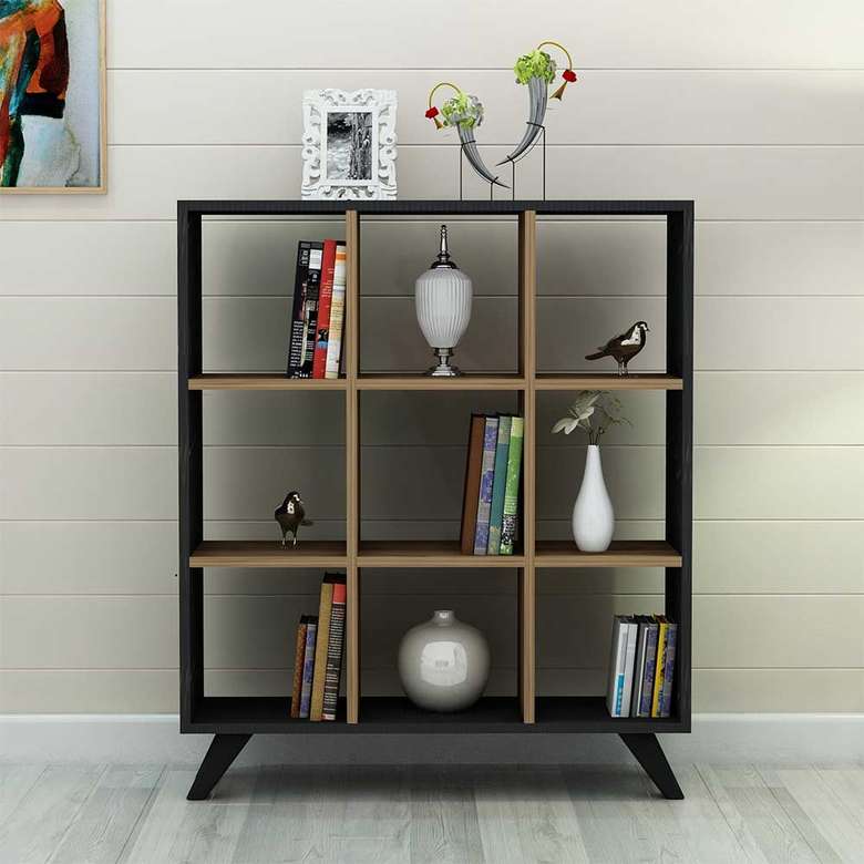 Tiamob Ceylan Bookcase Walnut - Black Marble Walnut