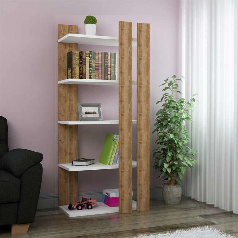 Tiamob Sahara Bookcase White - Walnut