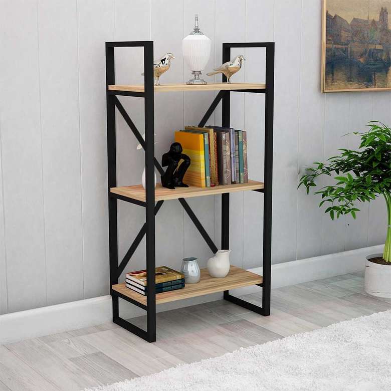 Tiamob Tuana Metal Bookcase with 3 Shelves