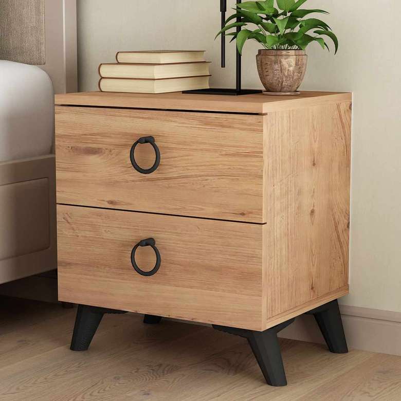 Tiamob 2 Drawer Nightstand Atlantic Pine