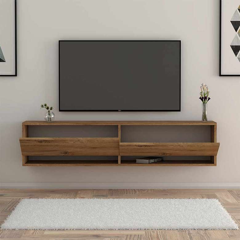 Tiamob Gravi Covered TV Unit with Shelves - Atlantik Pine