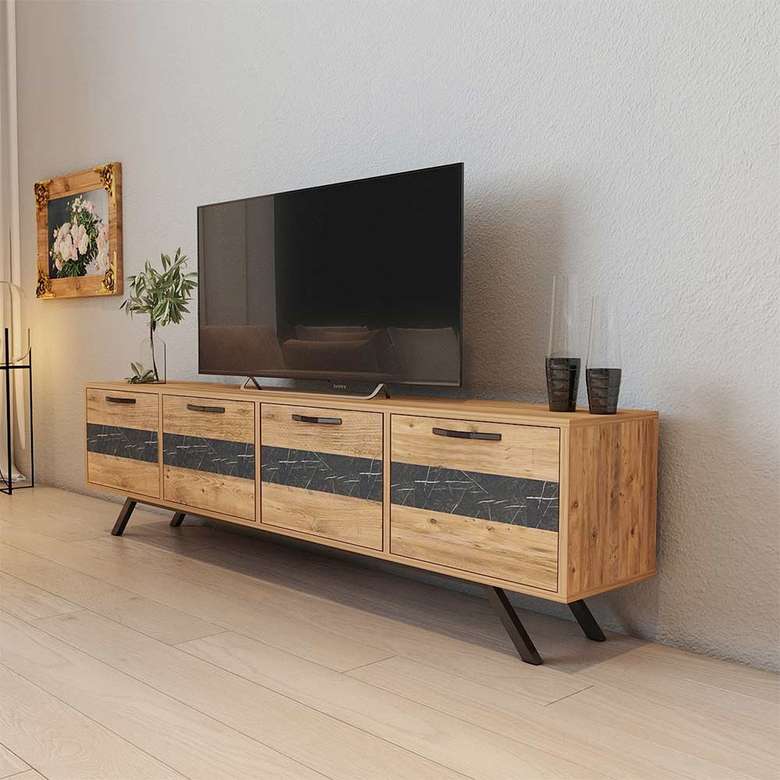 Tiamob Pınar 4 Doors Metal Leg Tv Unit