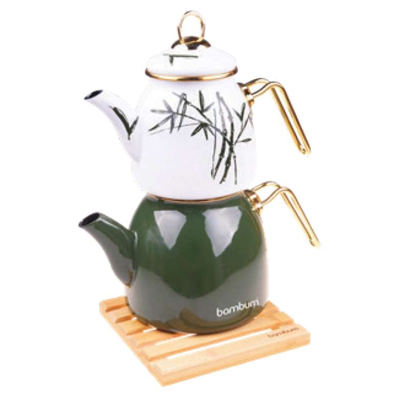 Bambum Family Enamel Teapot Set Green