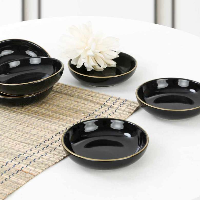 Keramika Gold Line Black Ring Snack/Sauce Bowl 13 cm 6 pcs