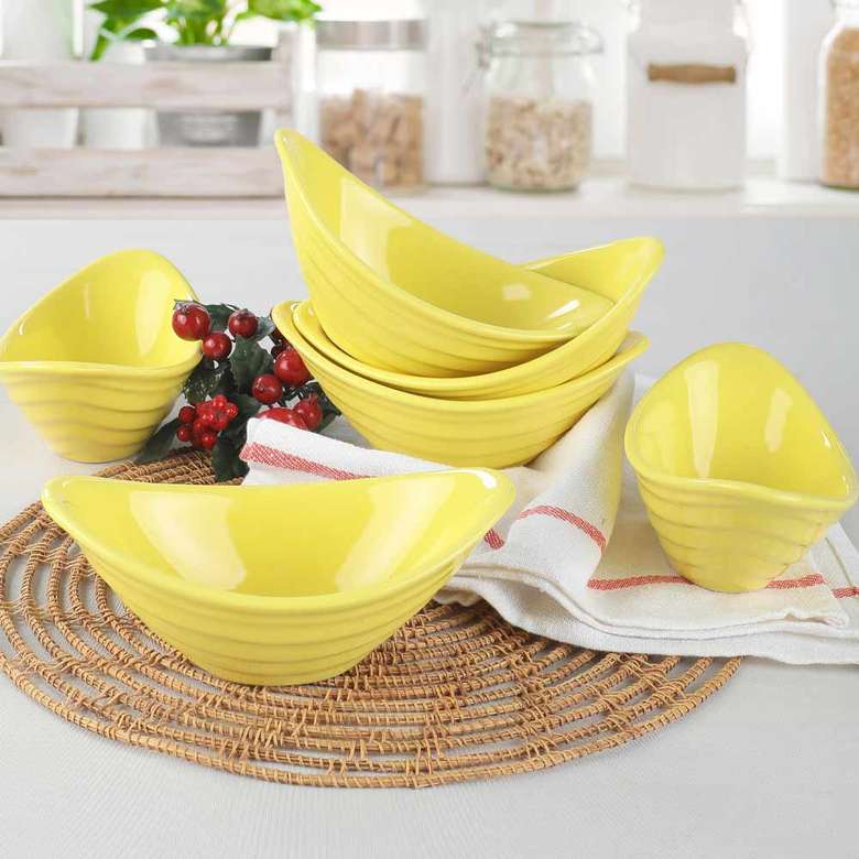 Keramika Gondola Snack Plate Yellow 16 Cm 6 Pieces