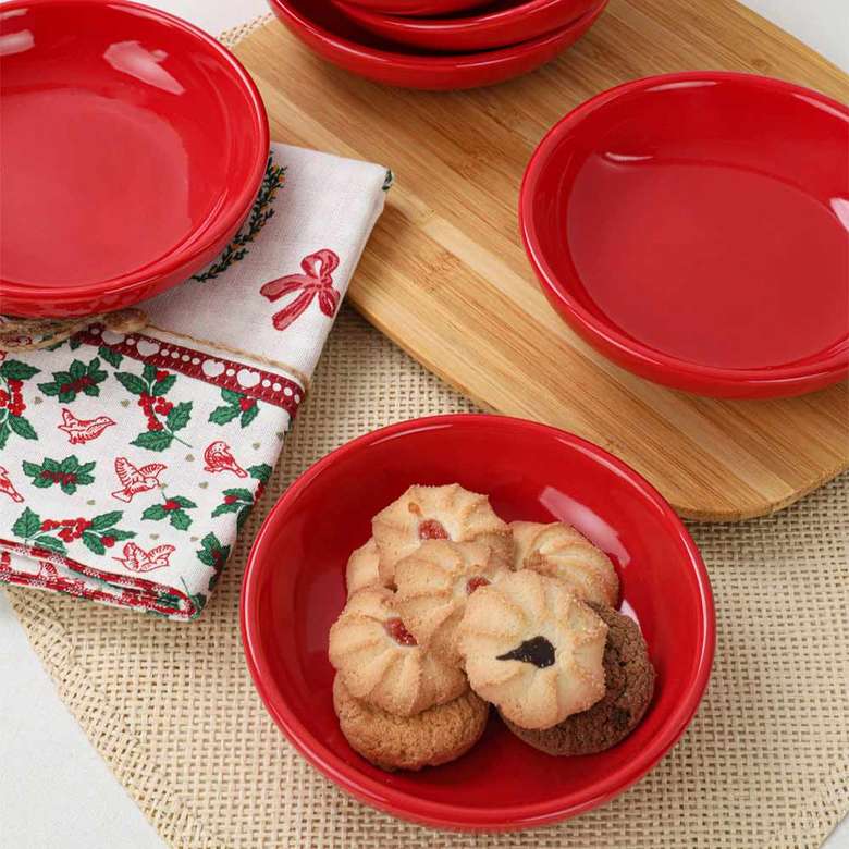 Keramika Red Ring Snack/Sauce Bowl 13 cm 6 pcs