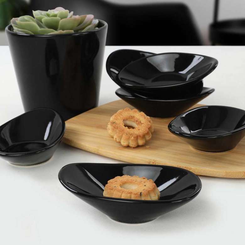 Keramika Black Wave Cookie/Sauce 12cm 6 Pieces