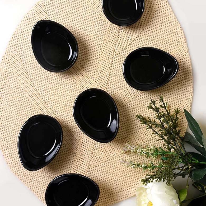 Keramika Black Mini Gondola Snack / Sauce Bowl 8 Cm 6 Pieces