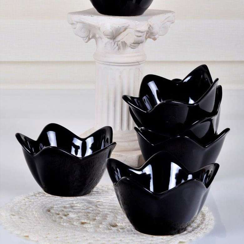 Keramika Black Lily Snack / Sauce Holder 12 Cm 6 Pieces