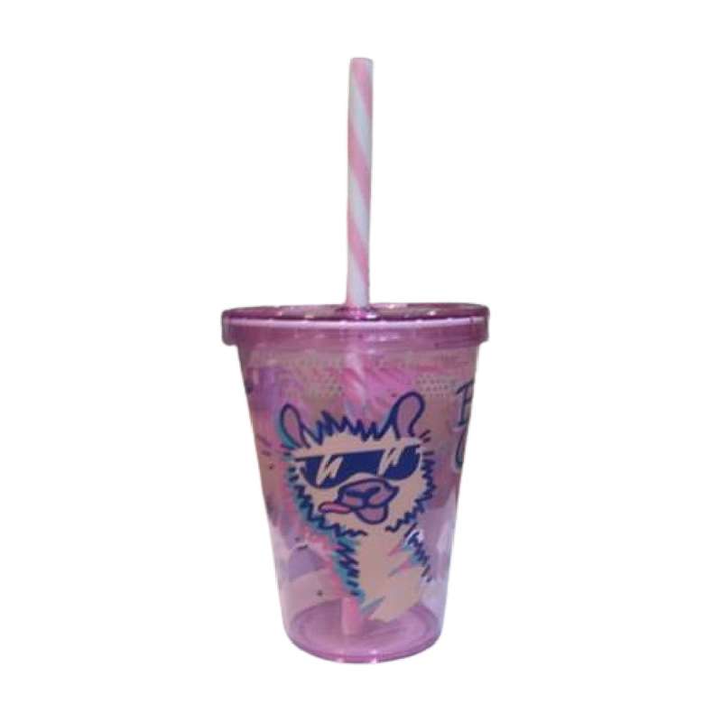 Patterned Glass with Straw 660 Cc - Pink