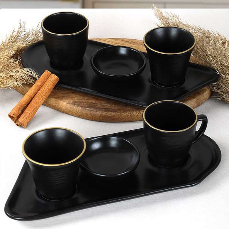 Keramika Gold Line Black Presentation Set 8 Pieces for 2 Persons