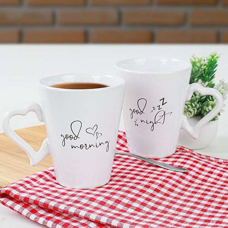 Keramika Good Morning/Good Night White Mug 9 Cm 2 Pcs