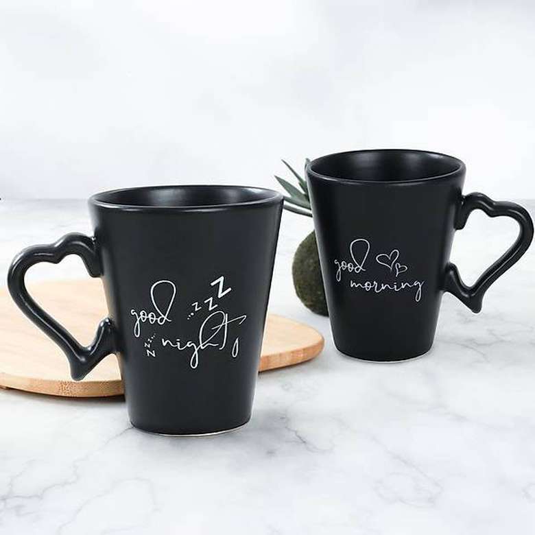 Keramika Good Morning/Good Night Black Mug 9 Cm 2 Pcs