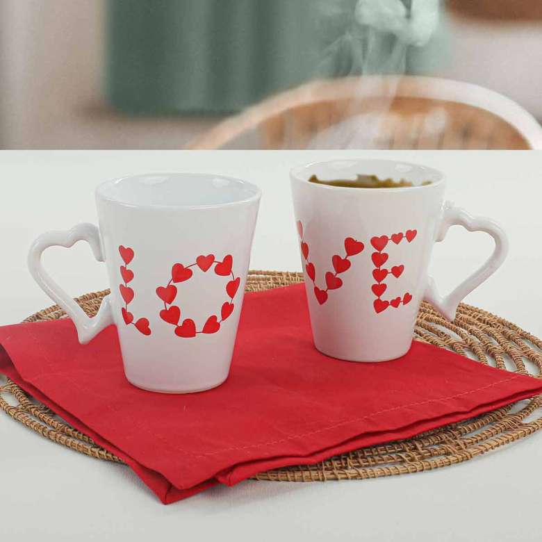 Keramika Heart Handled Mug 9 Cm 2 Pieces