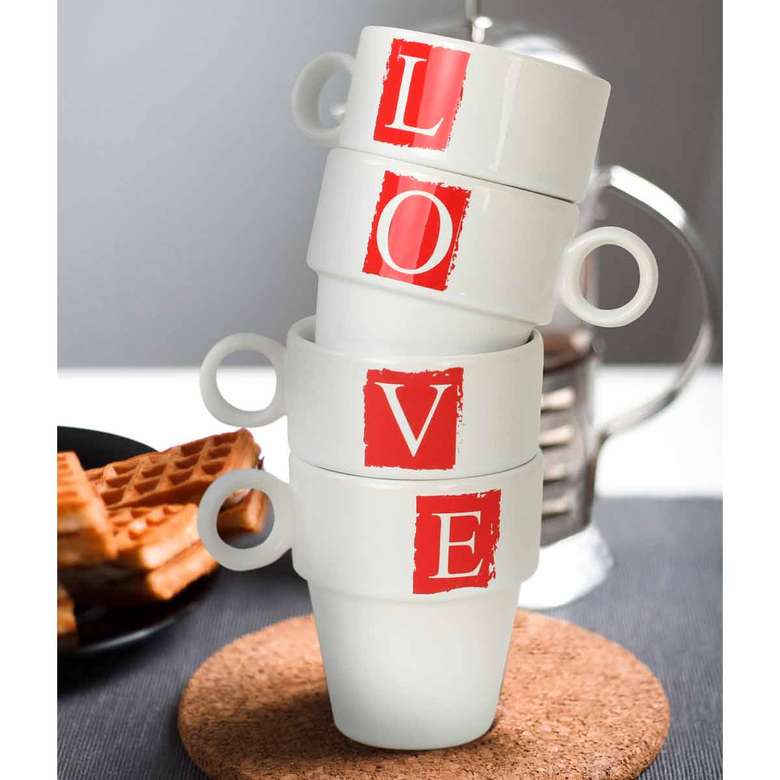 Keramika Love Mug 10 Cm 4 Pieces