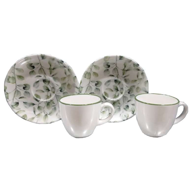 Tulu Porcelain Cup Set Patterned Set of 2 Water Green