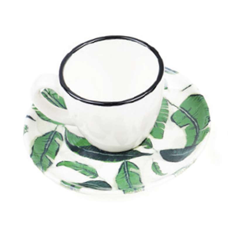 Tulu Porcelain Cup Set Patterned Set of 2 Green White