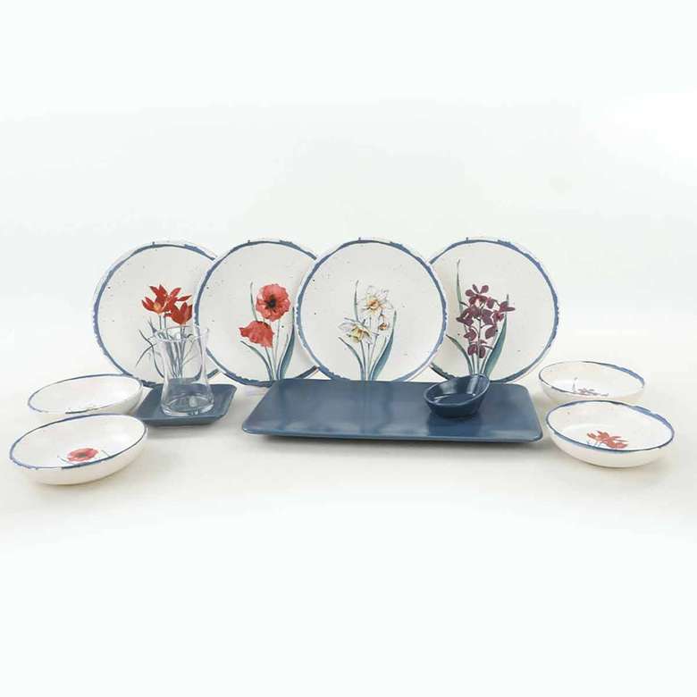 Keramika Anatolian Flowers Breakfast Set 21 Pieces for 4 Persons