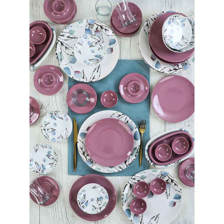 Keramika Blue Spring Breakfast Set 50 Pieces for 6 Persons