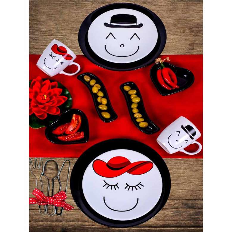 Keramika Smiling Face Breakfast Set 10 Pieces for 2 Persons