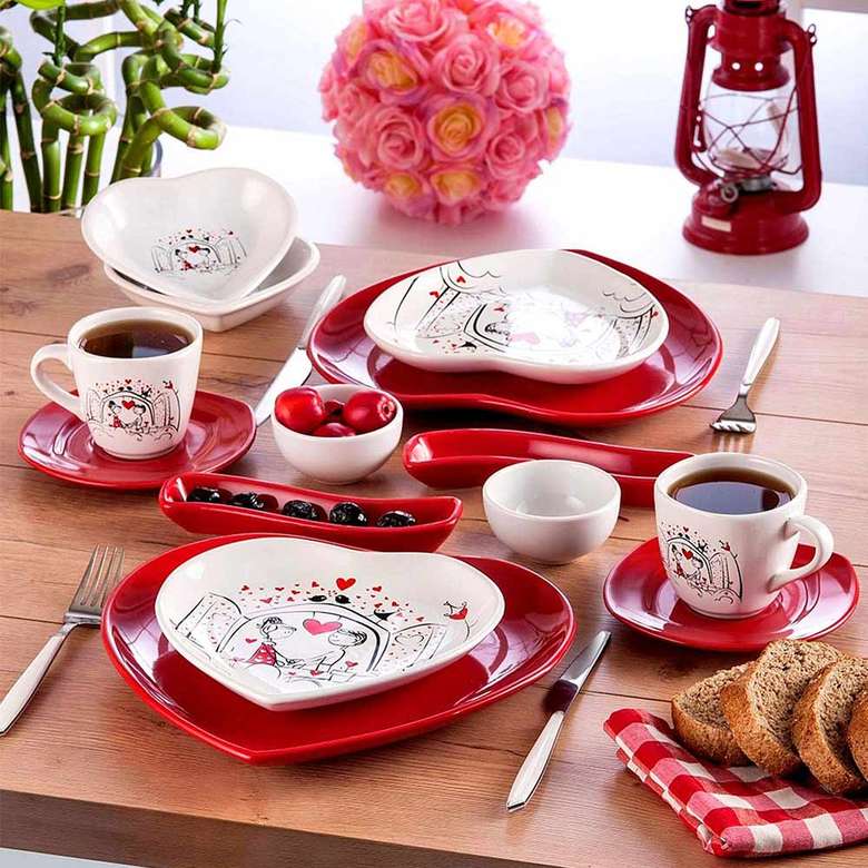 Keramika Keyf-i Ask Breakfast Set 14 Pieces for 2 Persons