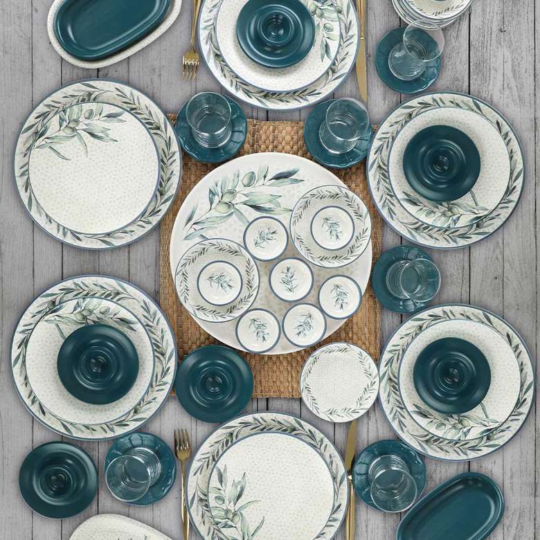 Keramika Lina Blue Breakfast Set 50 Pieces for 6 Persons