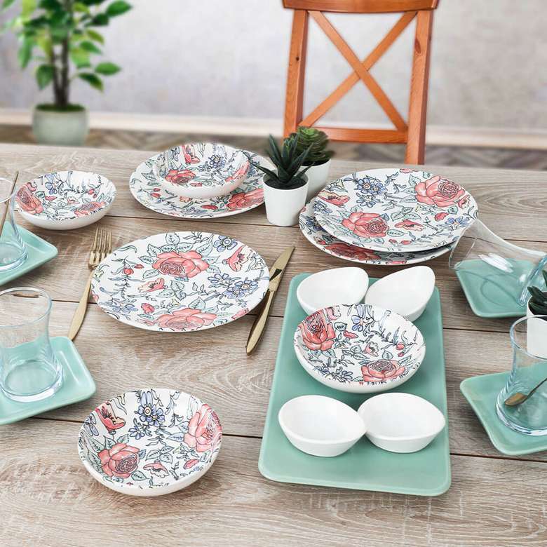 Keramika Magnolia Breakfast Set 21 Pieces for 4 Persons - 18235