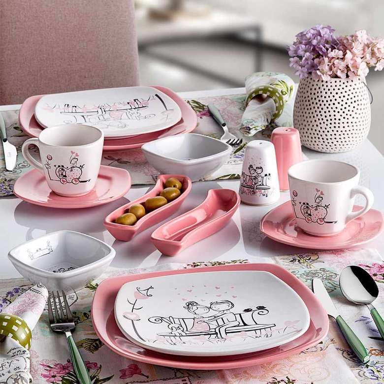 Keramika Sweet Dream Breakfast Set 14 Pieces for 2 Persons