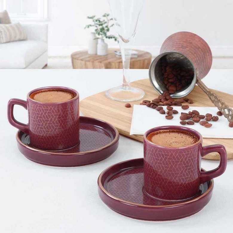 Keramika Dora Plum Coffee Set 4 pieces for 2 persons