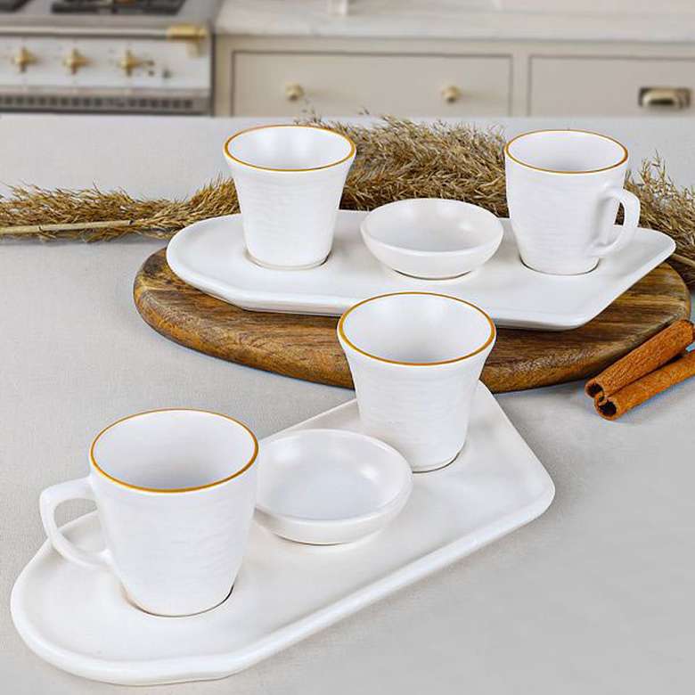 Keramika Gold Line Coffee Presentation Set 8 Pieces for 2 Persons