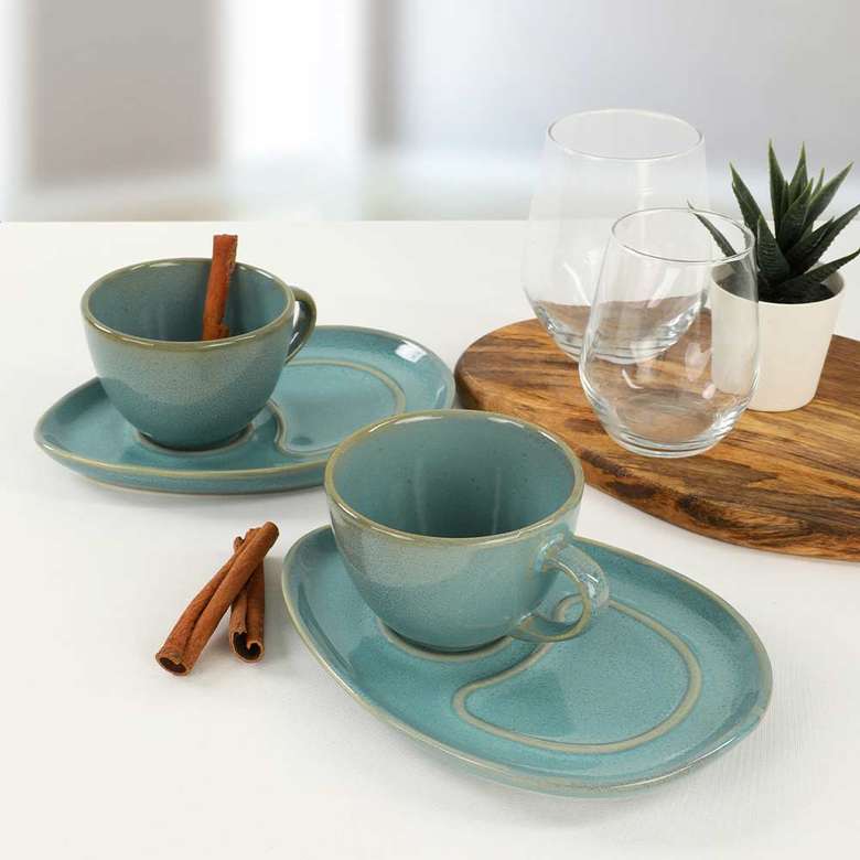 Keramika Ocean Drip Coffee Presentation Set 4 Pieces for 2 Persons