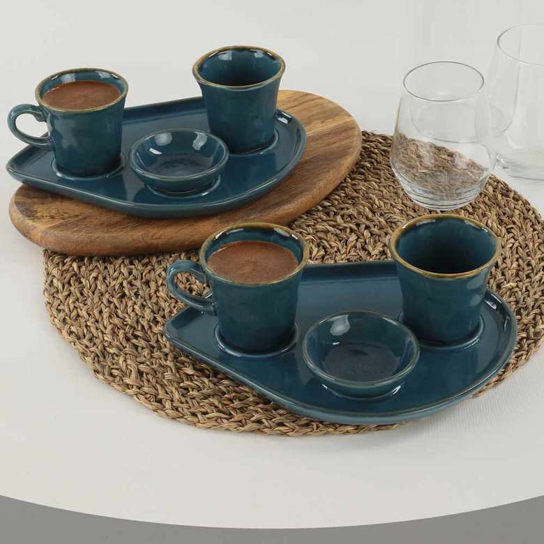 Keramika Sapphire Moka Coffee Presentation Set 8 Pieces for 2 Persons