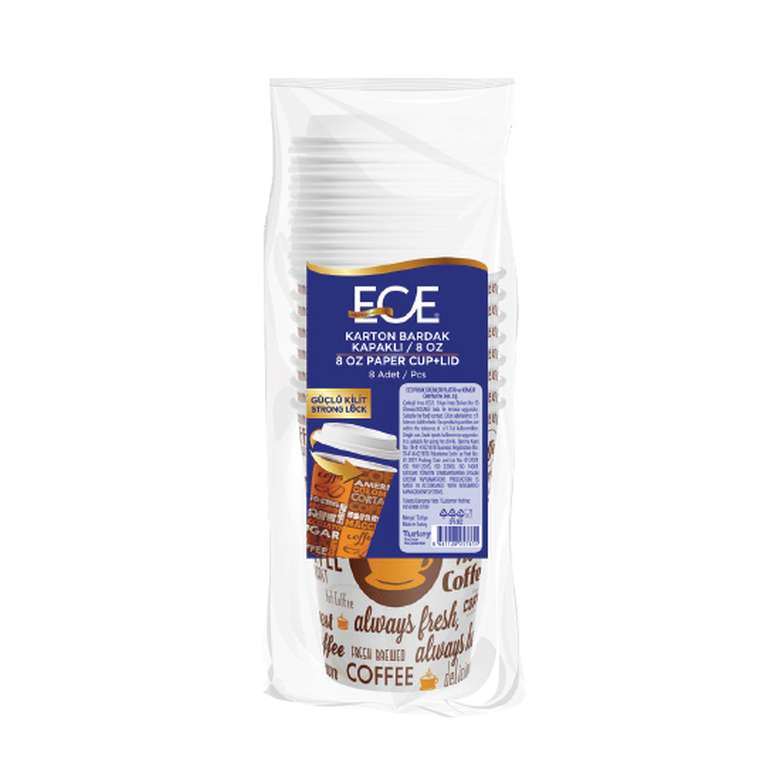 Ece Lidded Paper Cup 8 Pcs