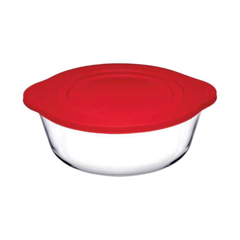 Paşabahçe Round Pyrex Glass with Plastic Lid 840 cc