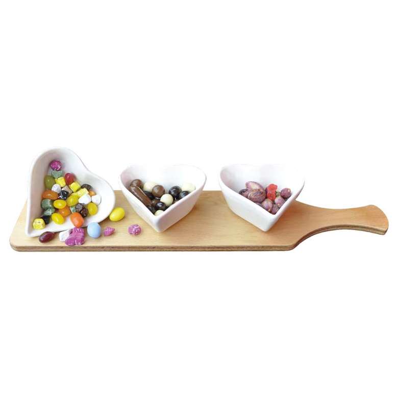 Heart Cookie Holder with Wooden Tray 3 Pcs