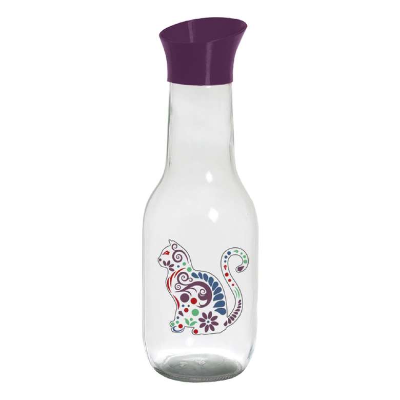 Patterned Glass Bottle 1 L