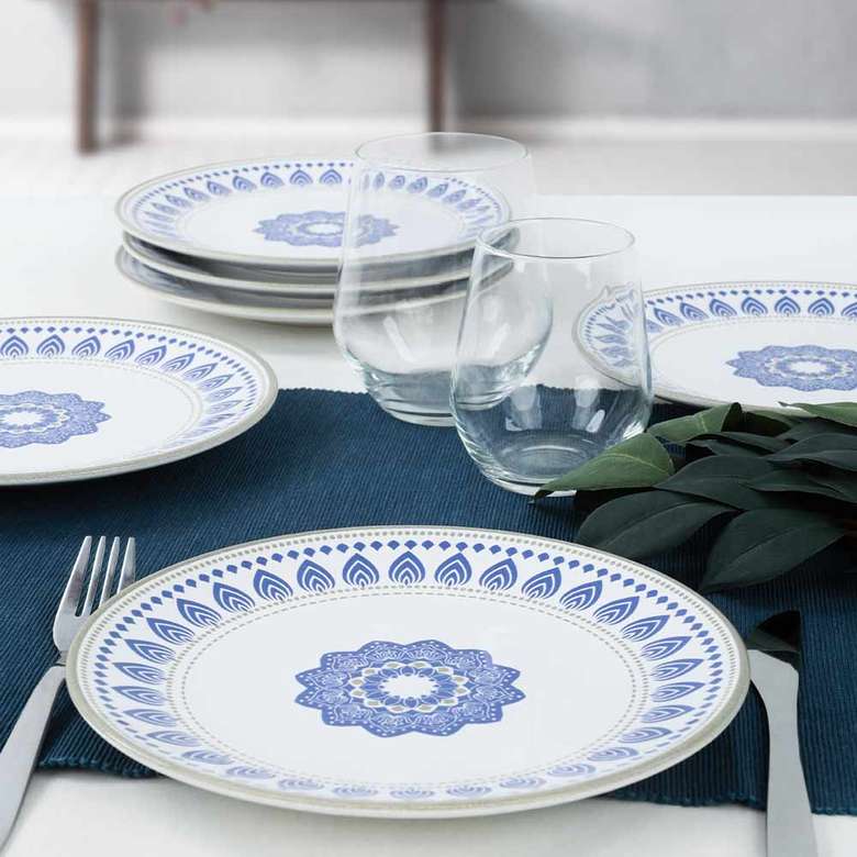 Keramika Blue Circle Cake Plate 20 Cm 6 Pieces