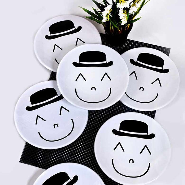 Keramika Smiling Face Mr. Cake Plate 20 cm 6 pcs