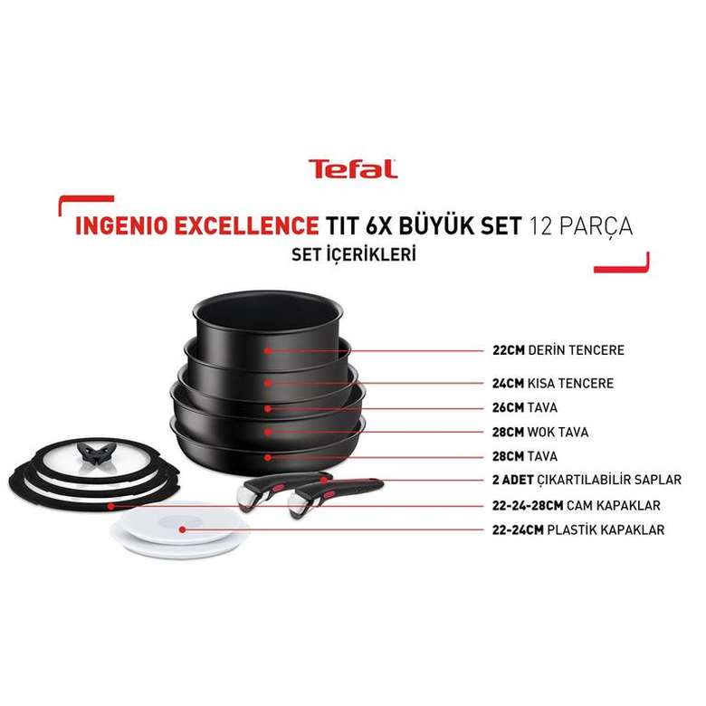 Tefal Ingenio Excellence Titanium 6X Large Set 12 Pcs