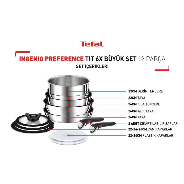 Tefal Ingenio Preference Titanium 6X Large Set 12 Pcs