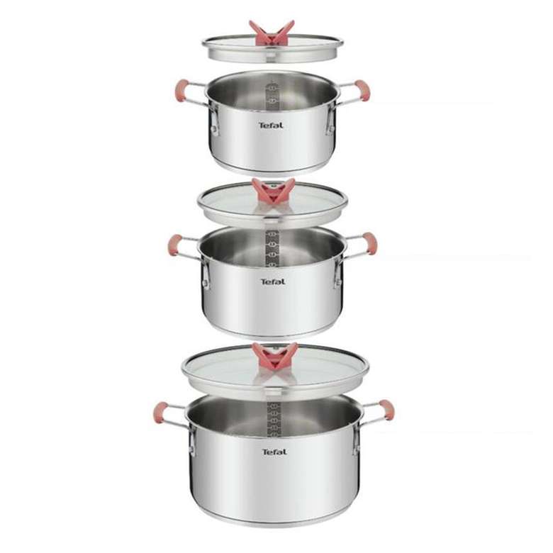 Tefal Optispace Steel Cookware Set - 6 Pcs.